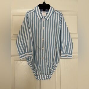 Striped Blue and White Bodysuit - 18m